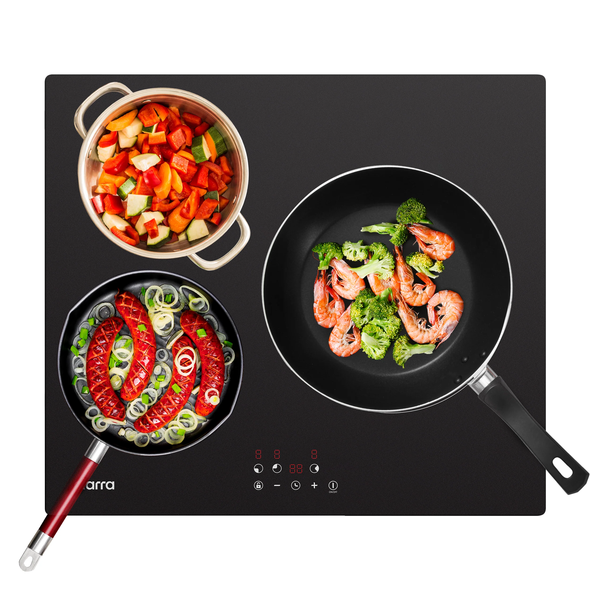 Plita incorporabila cu inductie, Ciarra, 3 zone, negru