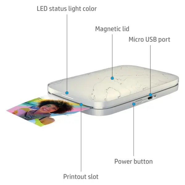 Imprimanta foto portabila pentru smartphone, HP Sprocket Select, ivoire