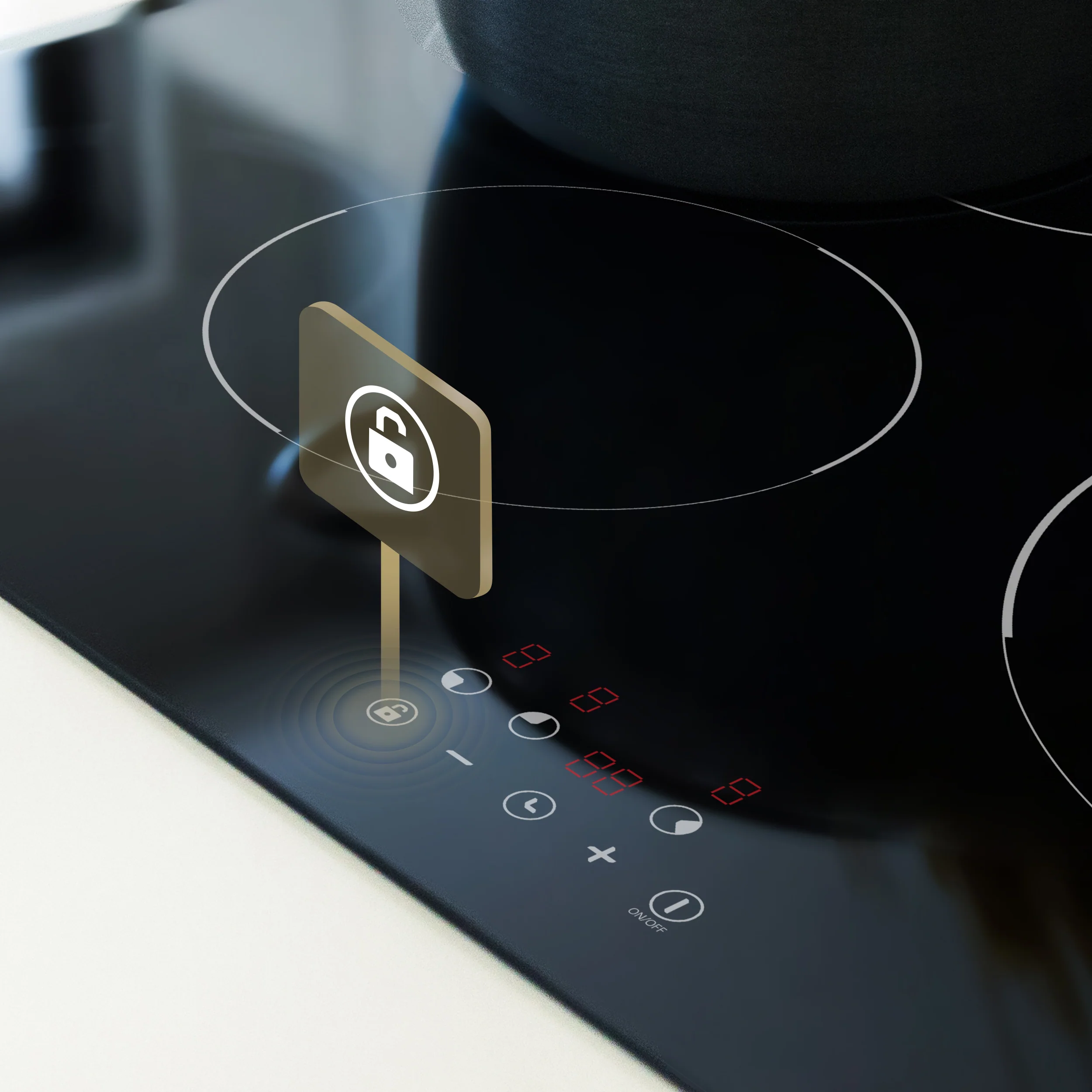 Plita incorporabila cu inductie, Ciarra, 3 zone, negru