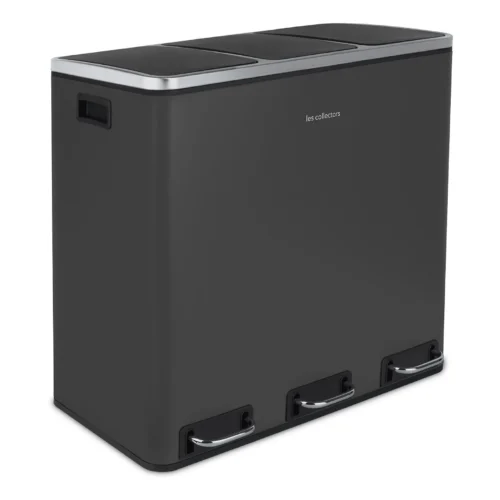 Cos de gunoi cu pedala, Les Collectors, N°990, 18+18+18 litri, 3 compartimente, antracit
