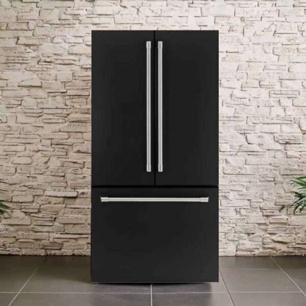 Frigider side by side, Iomabe, 527 litri, French Door, negru mat