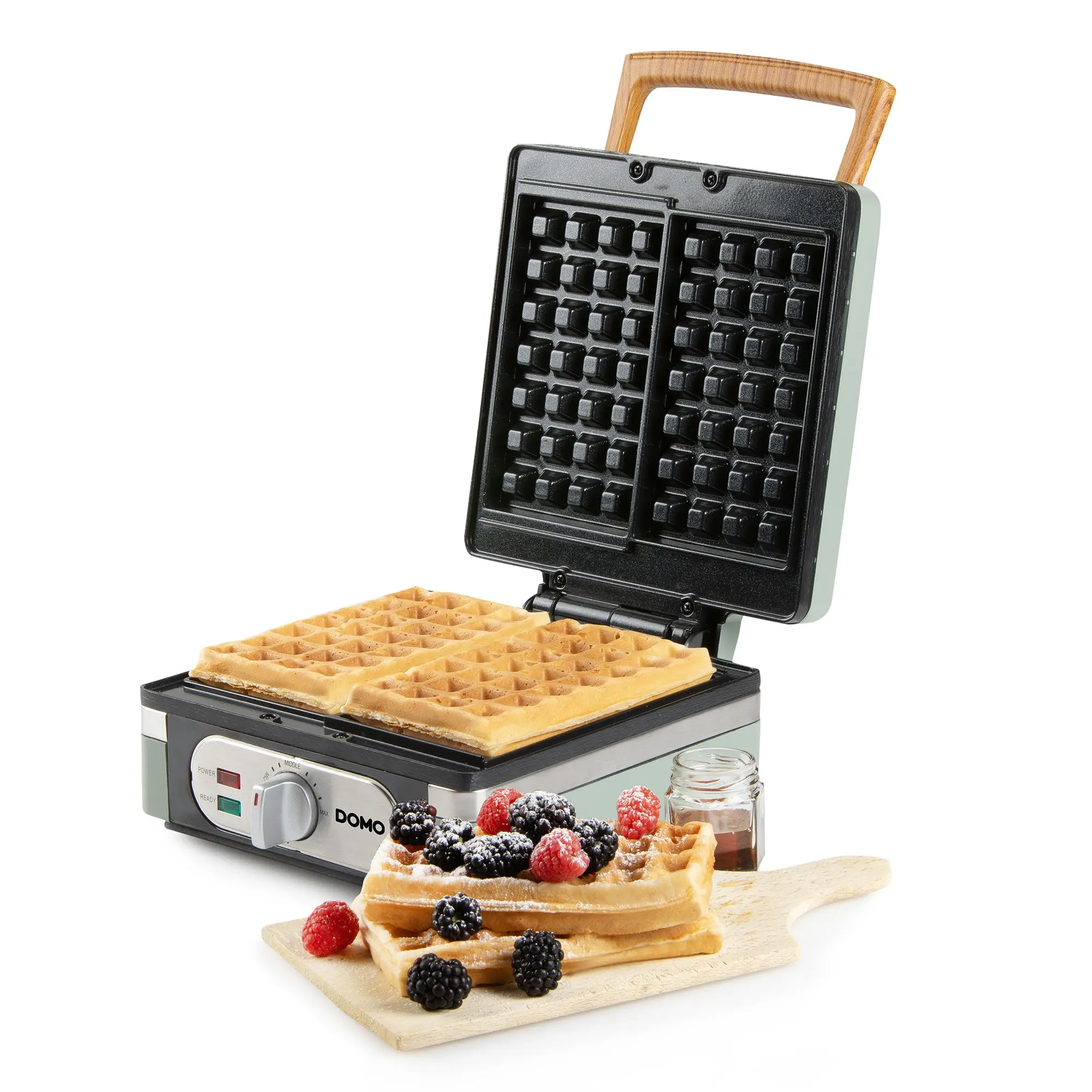 Aparat de vafe si gofre, DOMO, Waffle Maker, verde pastel