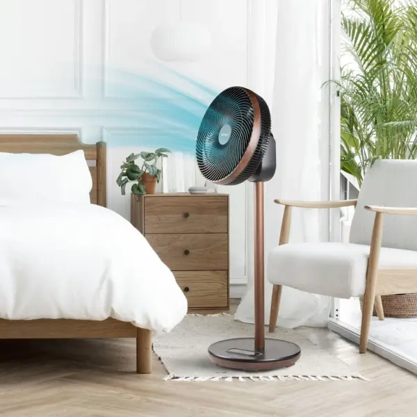 Ventilator vertical cu picior, DOMO, Eco Fan, lemn