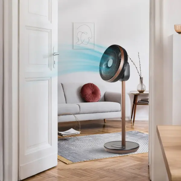 Ventilator vertical cu picior, DOMO, Eco Fan, lemn