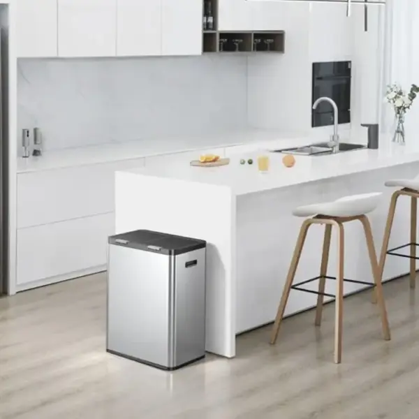 Cos de gunoi push, EKO, Essential Touch, 2x30 litri, inox