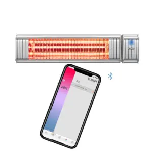 Radiator electric cu halogen pentru terasa, Eurom, Golden 2000 Amber, argintiu