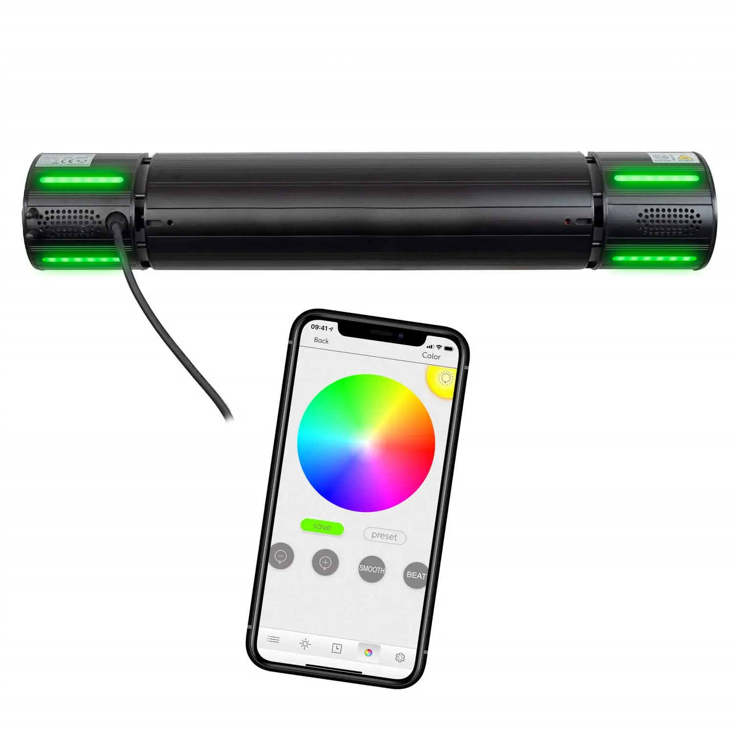 Radiator de perete pentru terasa cu boxe integrate, Eurom, Golden Amber 2000, negru