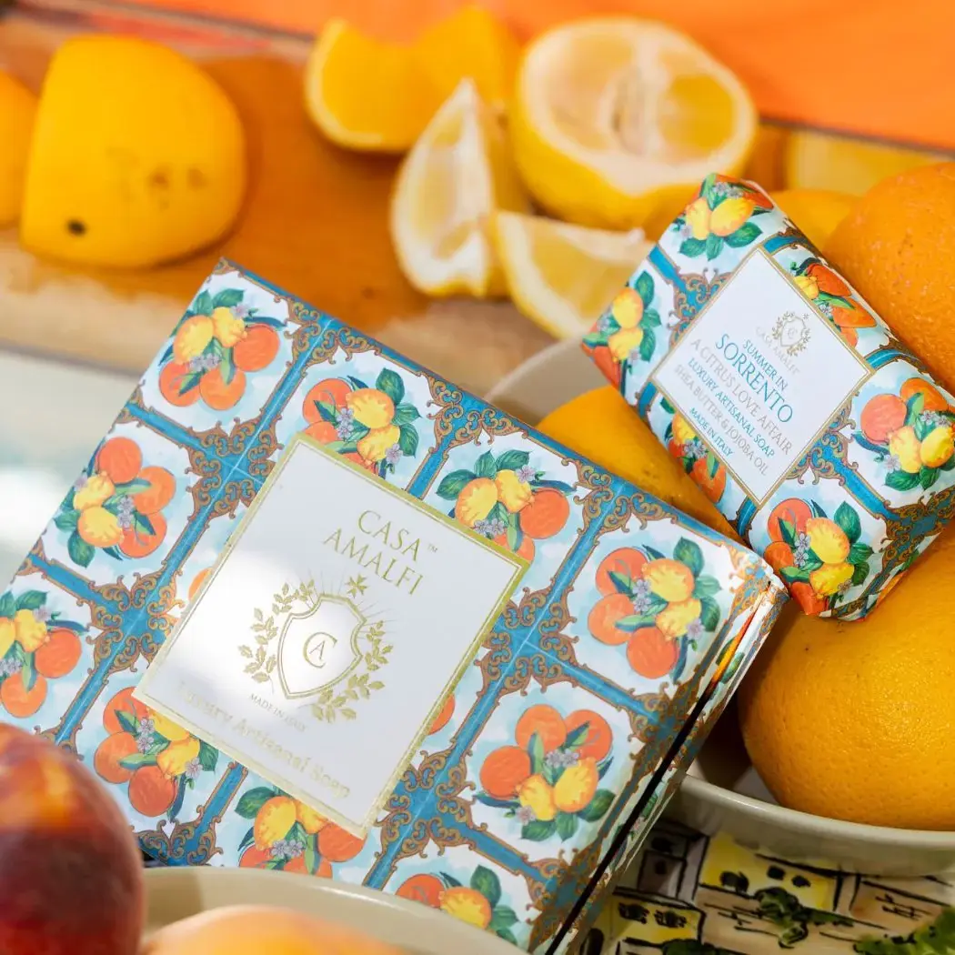 Set cadou sapun artizanal si sapuniera, Casa Amalfi, Summer in Sorento, 150 g