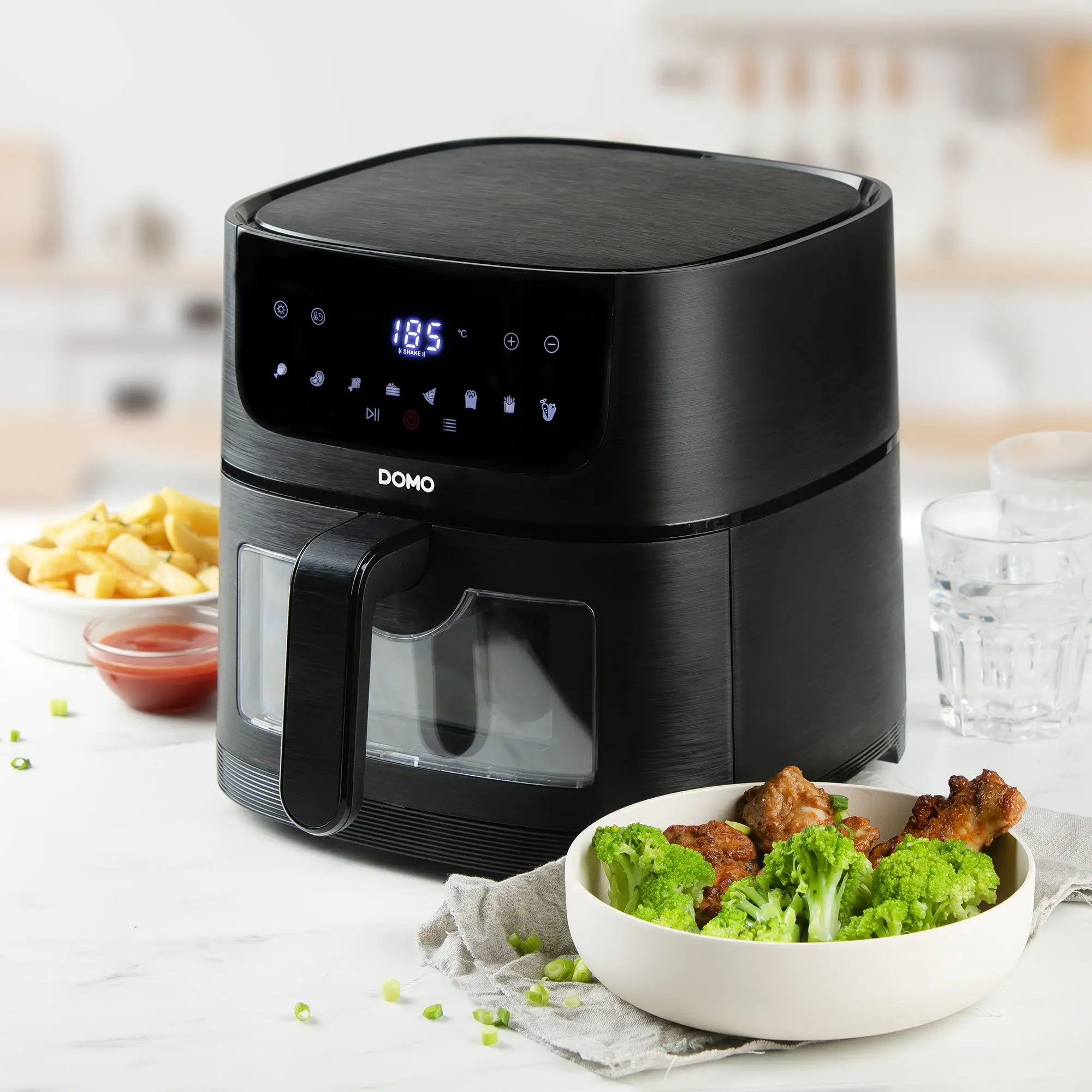 Friteuza cu aer cald Air Fryer, DOMO, 4 litri, 1350 W, negru