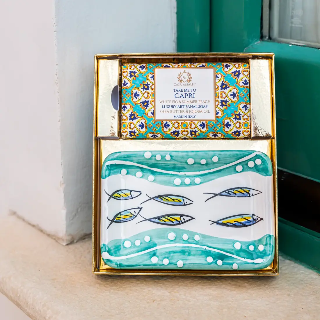 Set cadou sapun artizanal si sapuniera, Casa Amalfi, Take me to Capri, 150 g