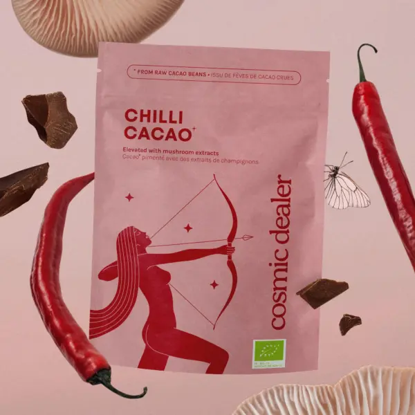 Cacao organica cu ciuperci adaptogene, Cosmic Dealer, Chilli, 120 g