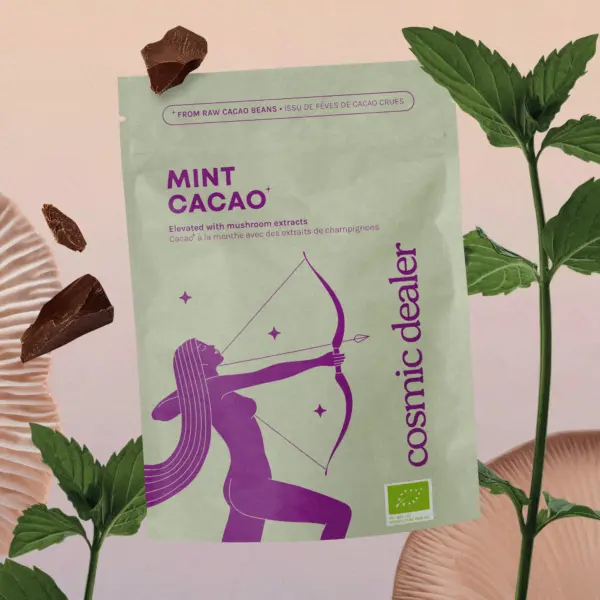 Cacao organica cu ciuperci adaptogene, Cosmic Dealer, Mint, 120 g