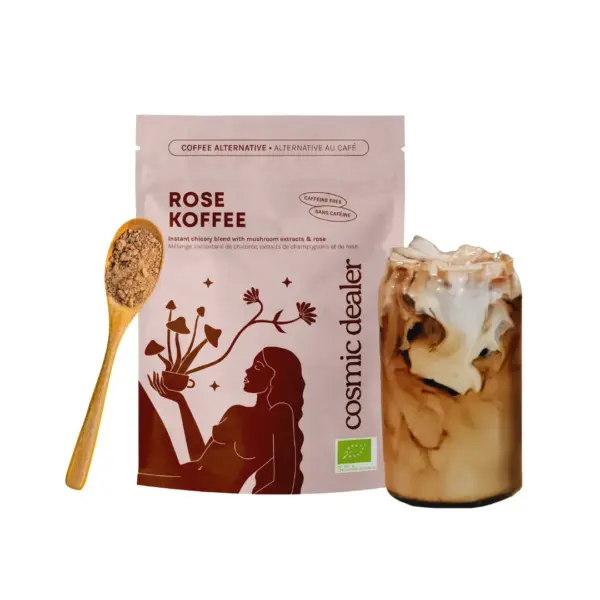 Alternativa pentru cafea cu ciuperci adaptogene, Cosmic Dealer, Rose Koffee Blend, 120 g