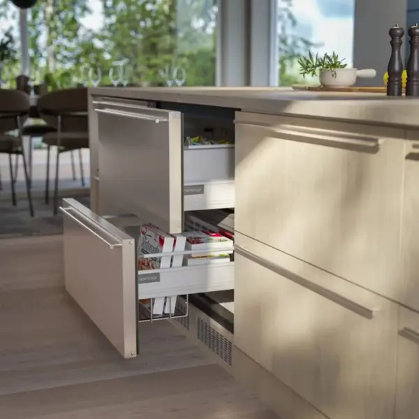 Sertar frigorific incorporabil tip congelator, Norcool, inox/negru