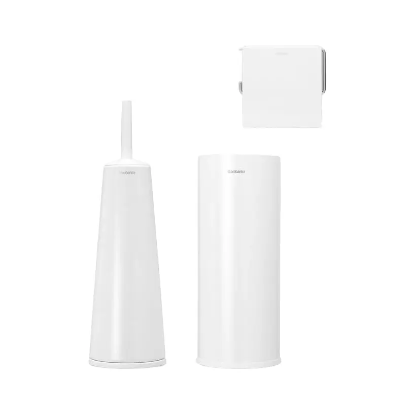 Perie de toaleta cu suport si accesorii, Brabantia, alb