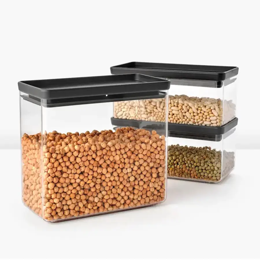 Set 3 recipiente de depozitare cu capac, 1.5 l, 3.5 l, Brabantia, Tasty+