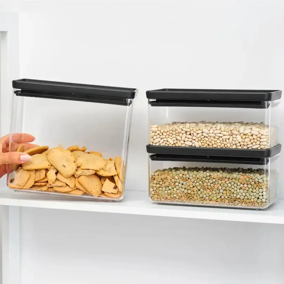 Set 3 recipiente de depozitare cu capac, 1.5 l, 3.5 l, Brabantia, Tasty+