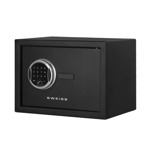 Seif din otel cu inchidere electronica, Sweiss, 12 litri, negru