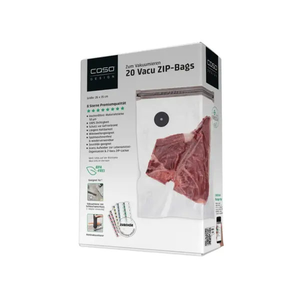 Set 20 pungi ZIP pentru vidat profesionale, 26x35 cm, Caso Germany, 01294