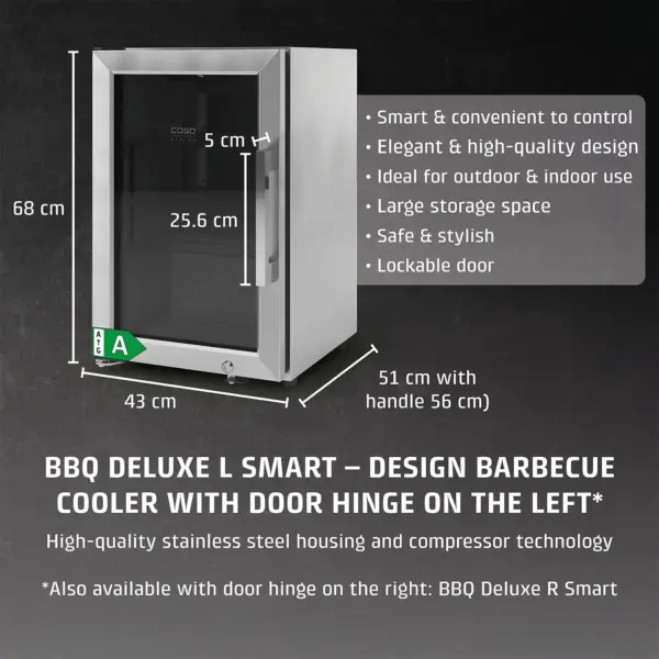 Vitrina frigorifica, Caso Germany, BBQ Deluxe-L Smart, 63 litri, inox