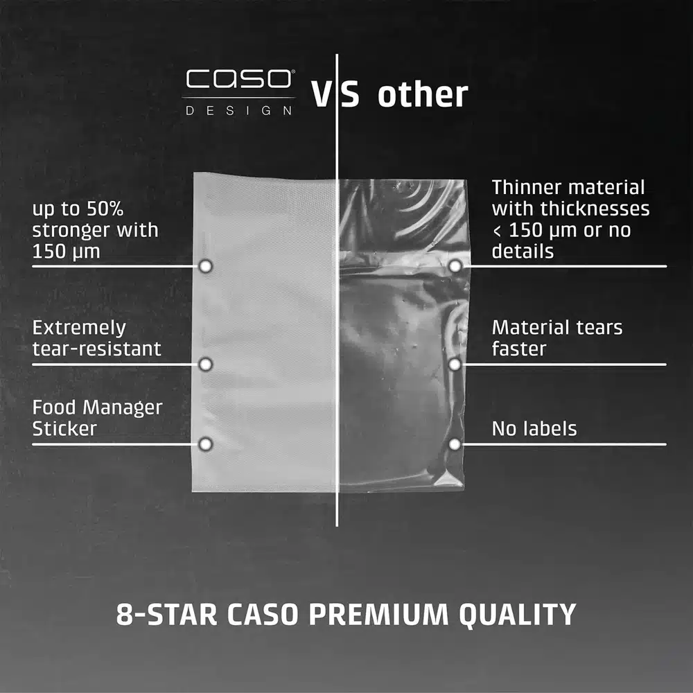 Set 50 pungi pentru vidat gofrate profesionale, 25x35 cm, Caso Germany, 01229