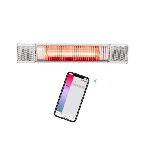 Radiator de perete pentru terasa cu boxe integrate, Eurom, Heat & Beat 2000, alb