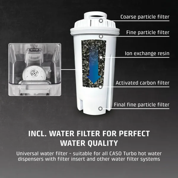 Dozator apa calda, Caso Germany, HW 630, 2.5 litri, 2600 W, negru/inox