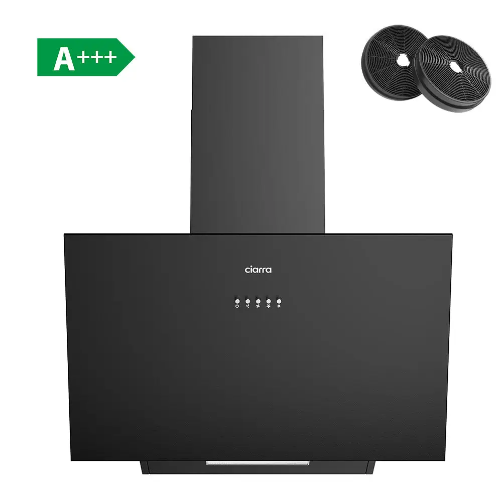 Hota decorativa, Ciarra, 650 m³/h, 60 cm, negru