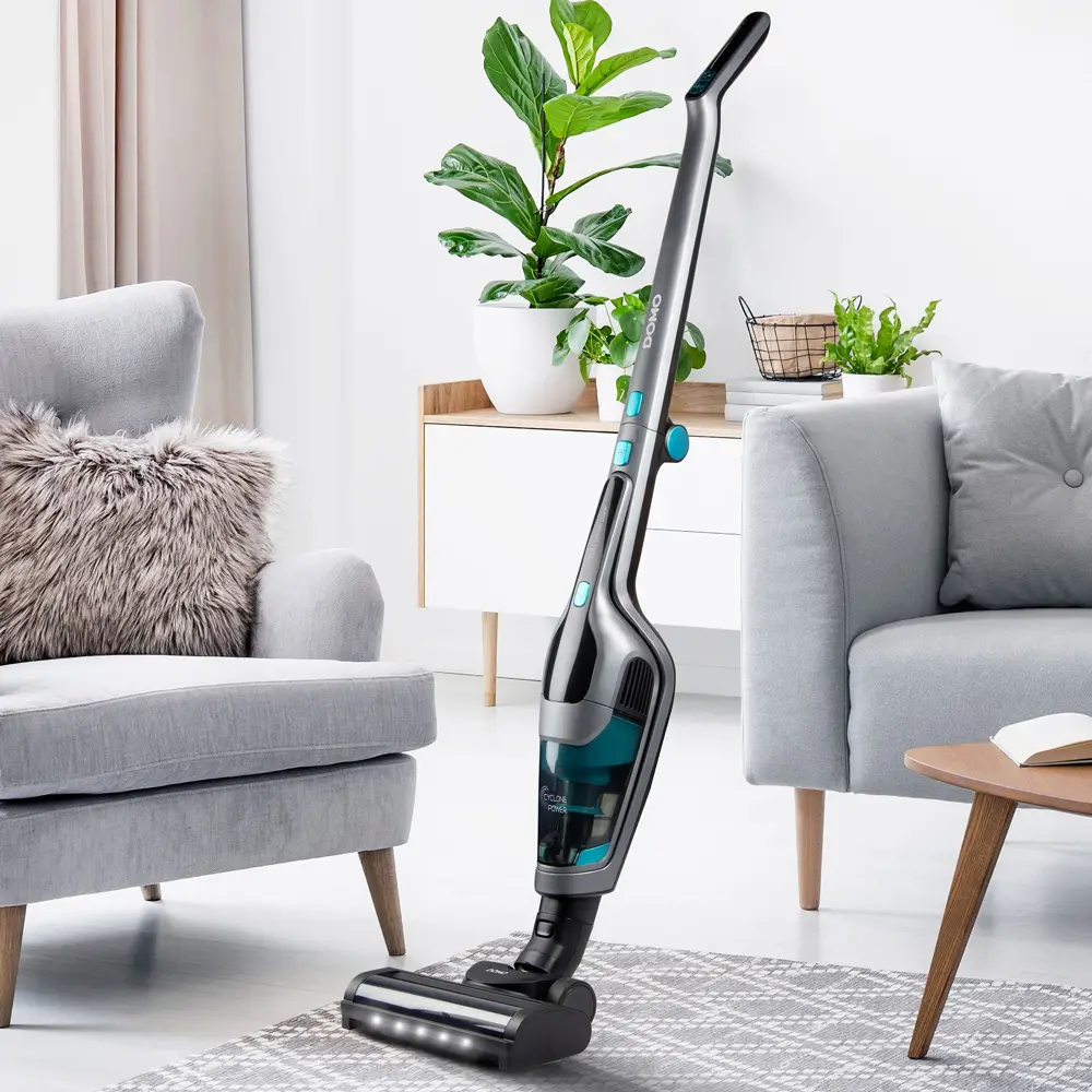 Aspirator vertical si de mana fara sac wireless 2in1, DOMO, gri