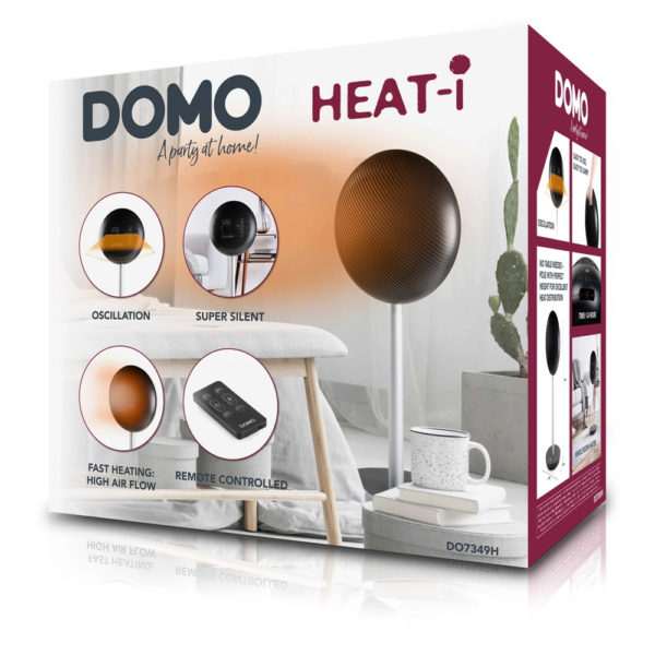 Aeroterma electrica cu picior, DOMO, Heat-i, 2000 W, negru