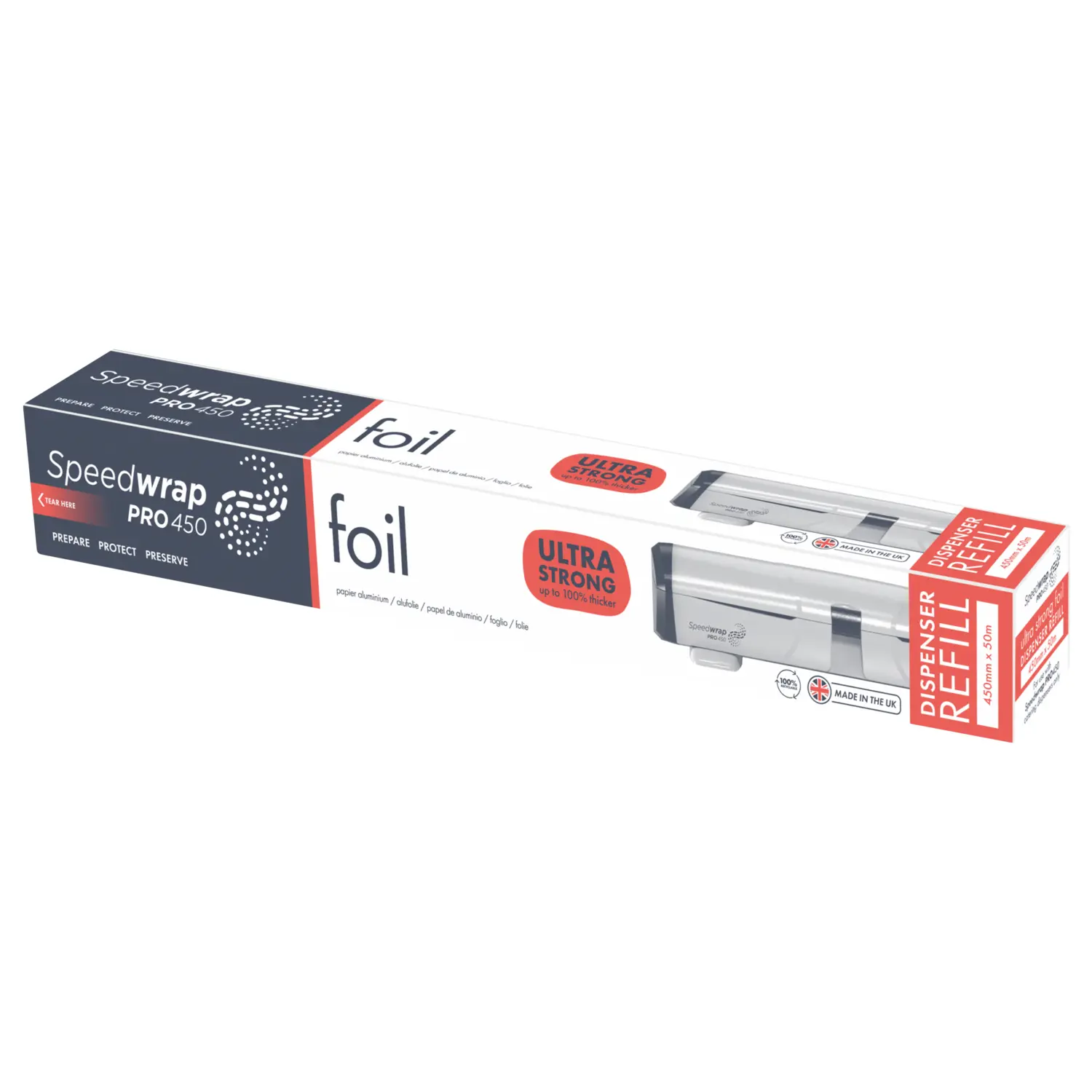 Folie aluminiu premium, 450 mm x 90 m, Prowrap, Ultra Strong