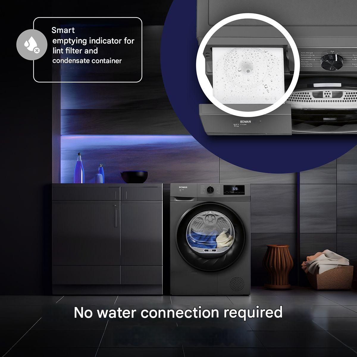 Uscator de rufe, Bomann, 8 kg, antracit