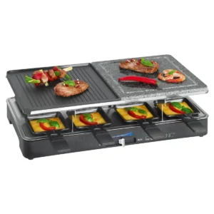 Plita grill si raclette, Clatronic, 8 persoane, negru