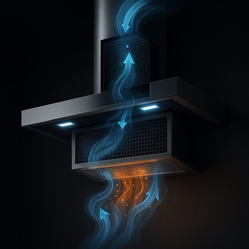 Filtrarea aerului intr-o hota cu recirculare