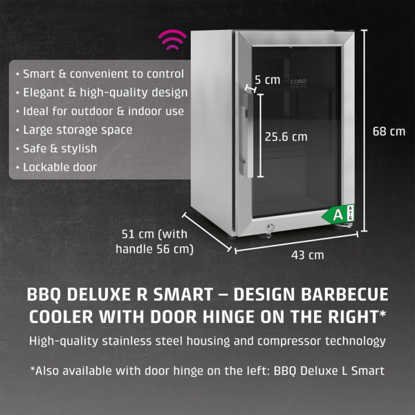 Vitrina frigorifica, Caso Germany, Deluxe-R Smart, 63 litri, inox
