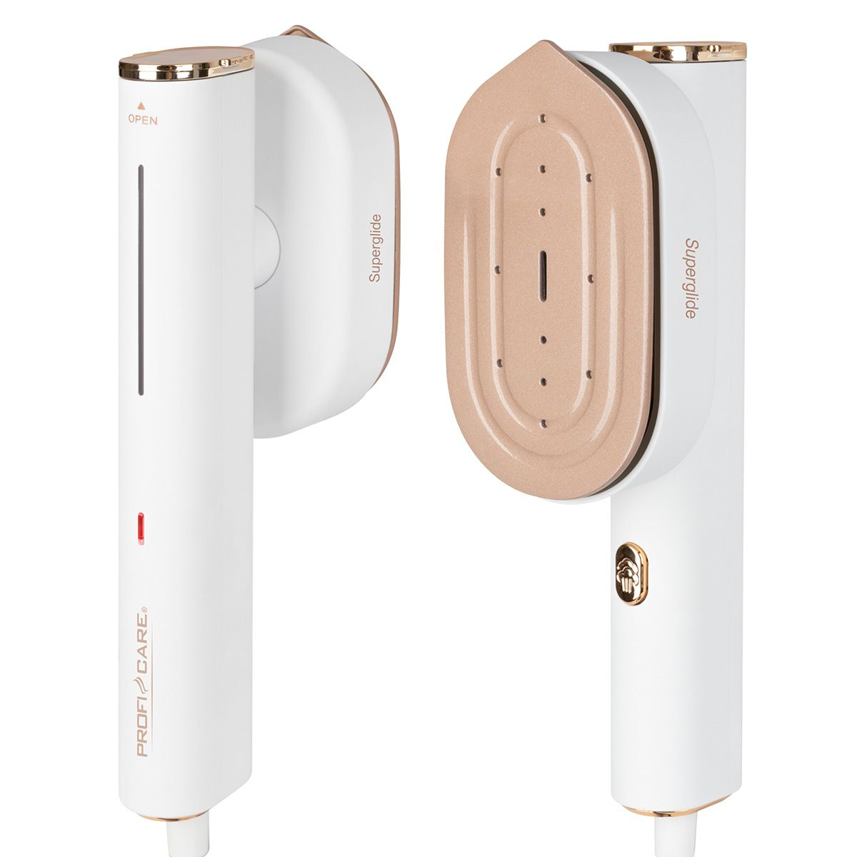 Aparat de calcat vertical cu aburi 2in1, ProfiCare, talpa ceramica Superglide pivotanta, alb