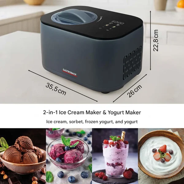 Masina de inghetata si sorbet 2in1, Gastroback, Mini Gelateria, 1 l, bleumarin