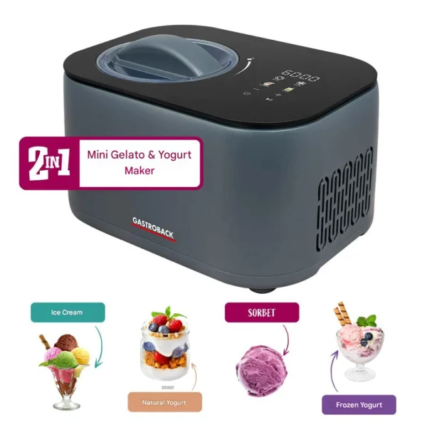 Masina de inghetata si sorbet 2in1, Gastroback, Mini Gelateria, 1 l, bleumarin