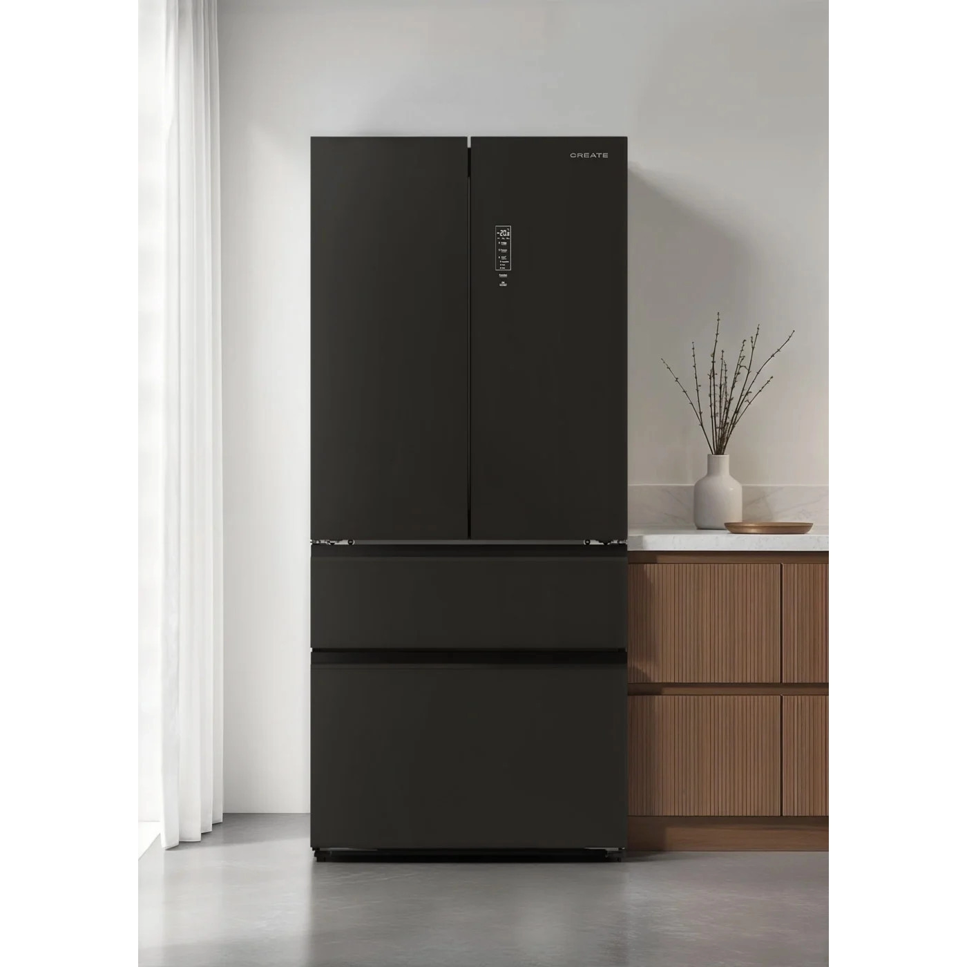 Frigider side by side No Frost, CREATE, Studio French Door Pro, 509 litri, negru