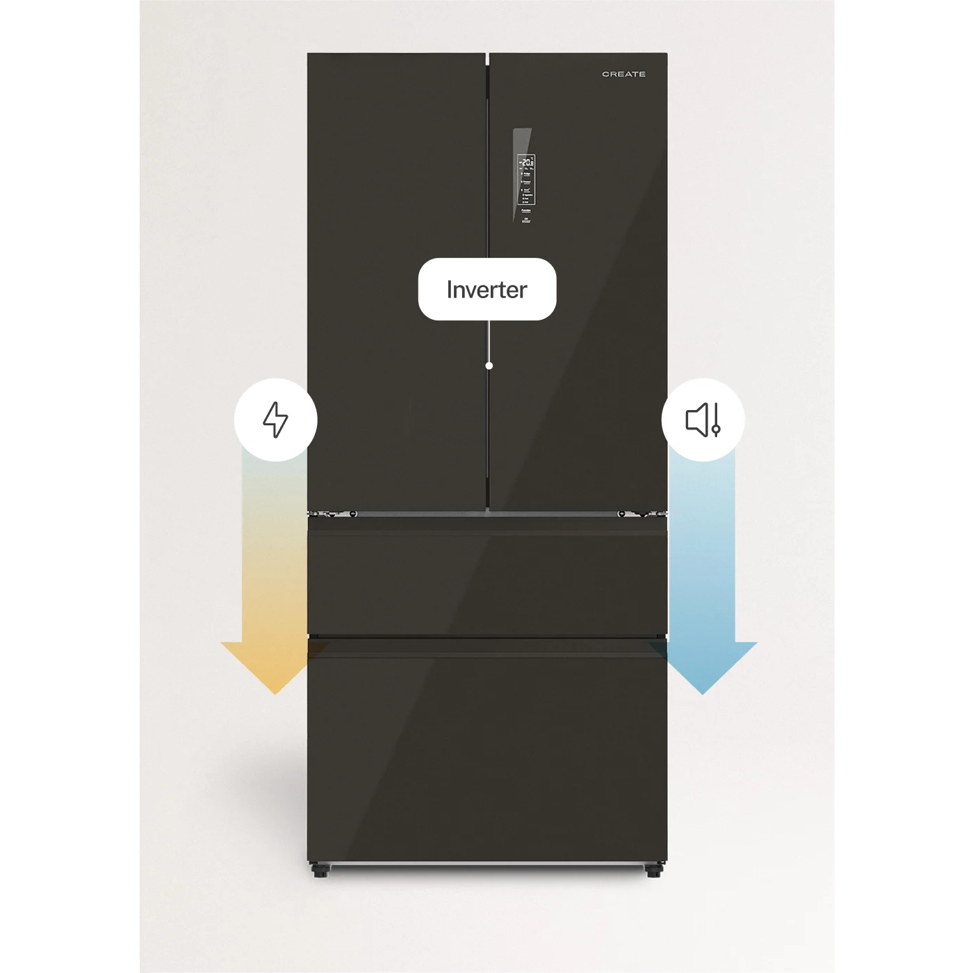 Frigider side by side No Frost, CREATE, Studio French Door Pro, 509 litri, negru