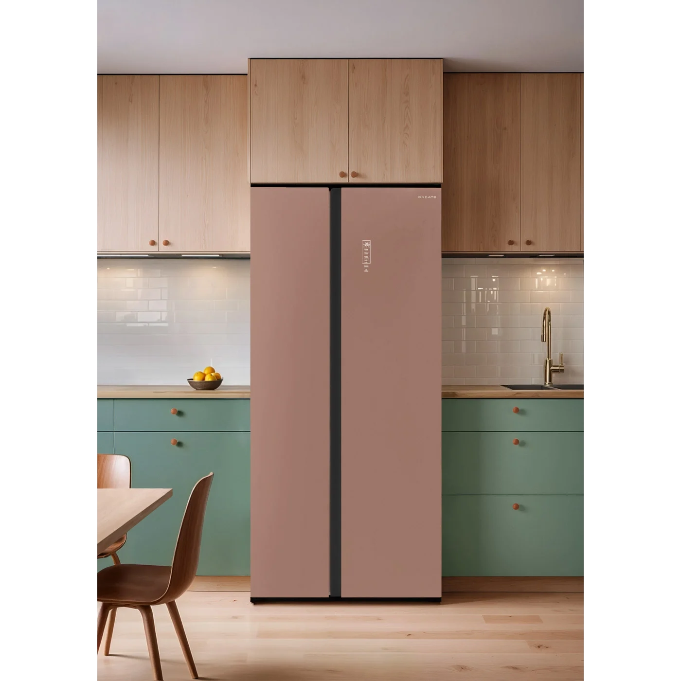 Frigider side by side No Frost, CREATE, Studio, Colectie Mocha, 550 litri, maro