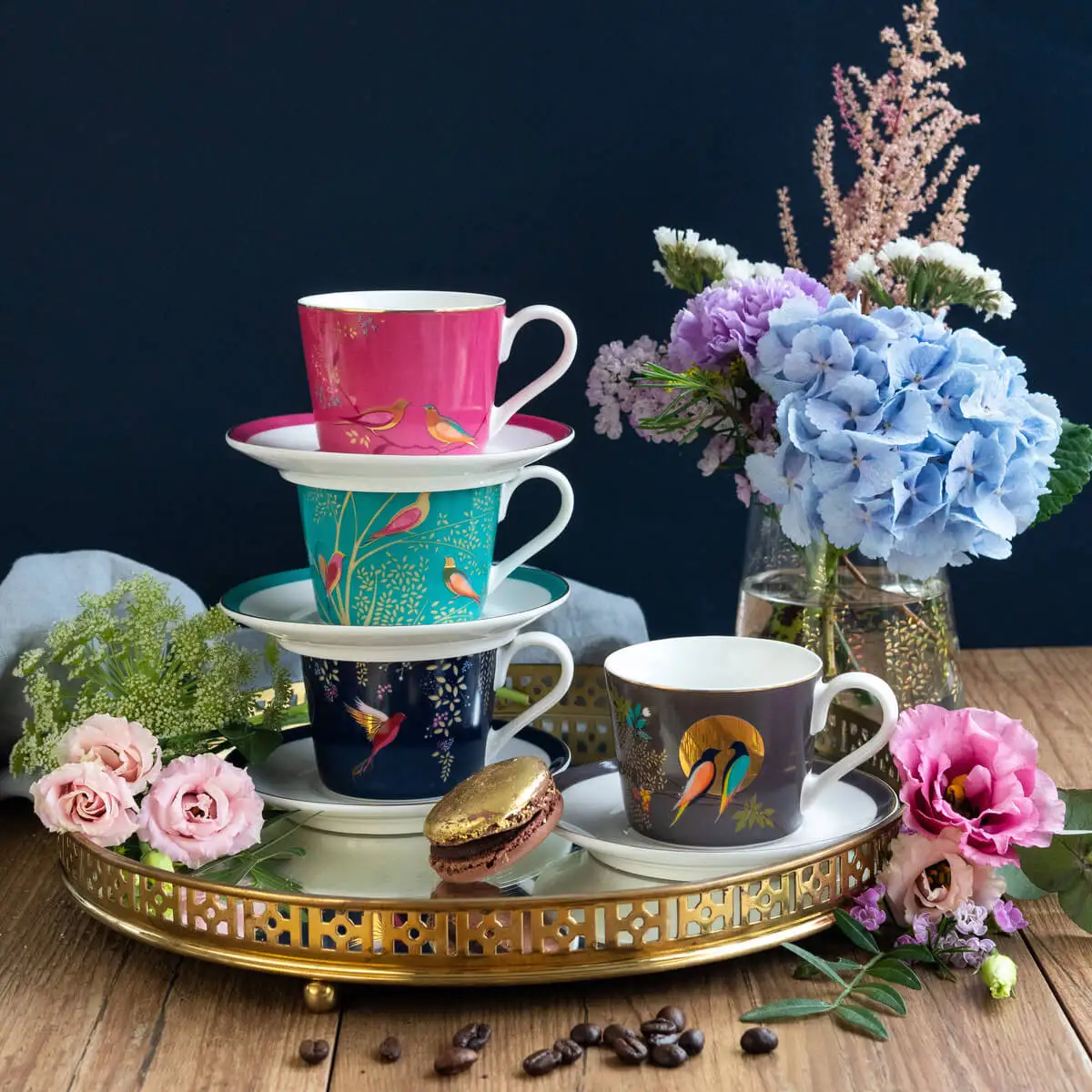 Serviciu de cafea din portelan premium Portmeirion Sara Miller Chelsea multicolor, pentru 4 persoane