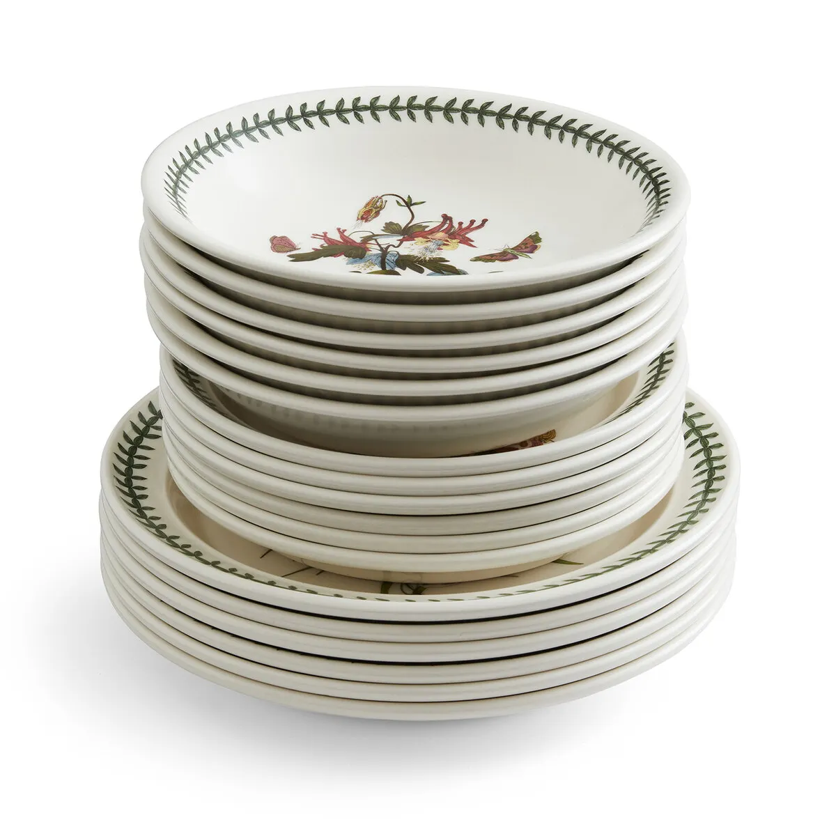 Serviciu de masa din portelan premium Portmeirion Botanic Garden 18 piese alb verde