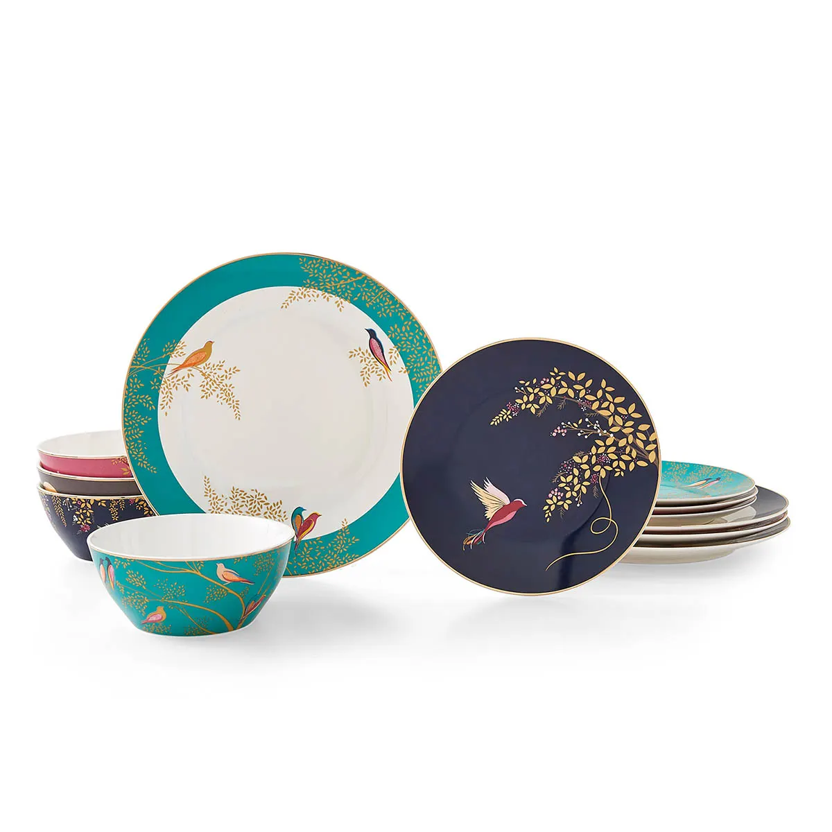 Serviciu de masa din portelan premium Portmeirion Sara Miller Chelsea 12 piese multicolor