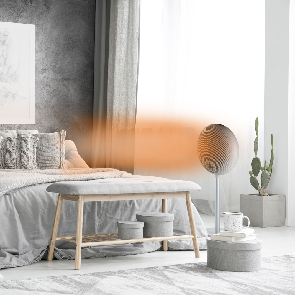 aeroterma electrica cu picior, domo, heat-i, 2000 W, 2 trepte putere, temperatura reglabila, oscilare automata, functie eco, pentru incaperi pana la 15 m², indicator luminos, telecomanda inclusa, aeroterma in dormitor