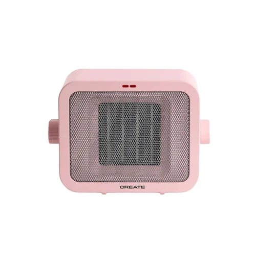 aeroterma electrica de birou create, 2 trepte de viteza, ideal pentru iarna/vara, functie ventilatie, termostat, placi de incalzire ceramice, protectie supraincalzire si rasturnare, inchidere automata, design compact, 1500 W, roz pastel