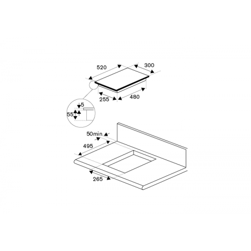 Plita incorporabila cu inductie, Bertazzoni, 2 zone, 30 cm, colectie Domino, negru
