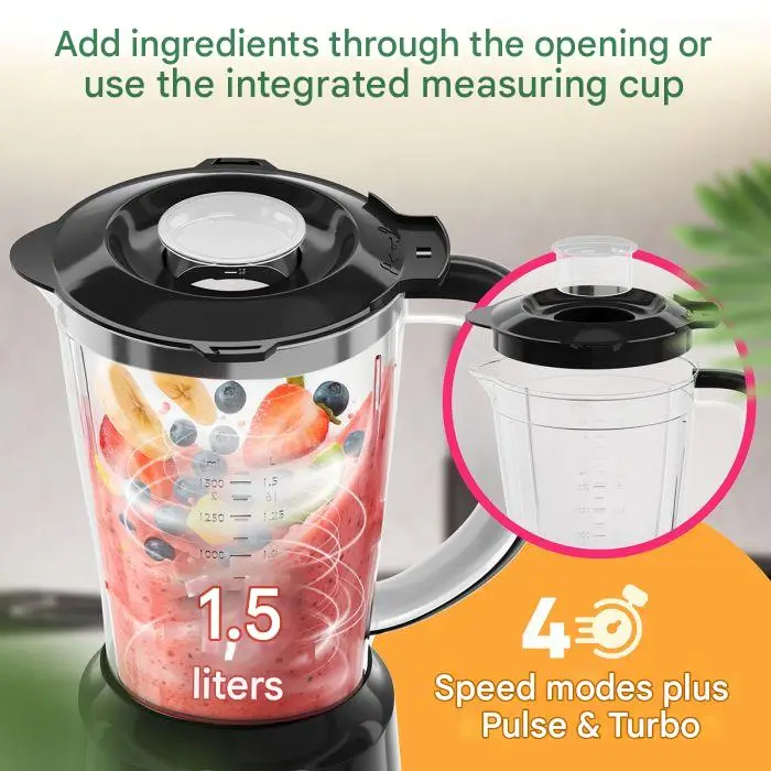 blender universal, Clatronic, 4 trepte de putere, pentru smoothie, 500 W, negru