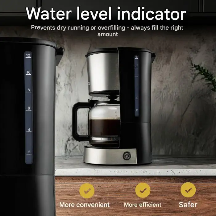 cafetiera bomann inox cu filtru, cana gradata din sticla