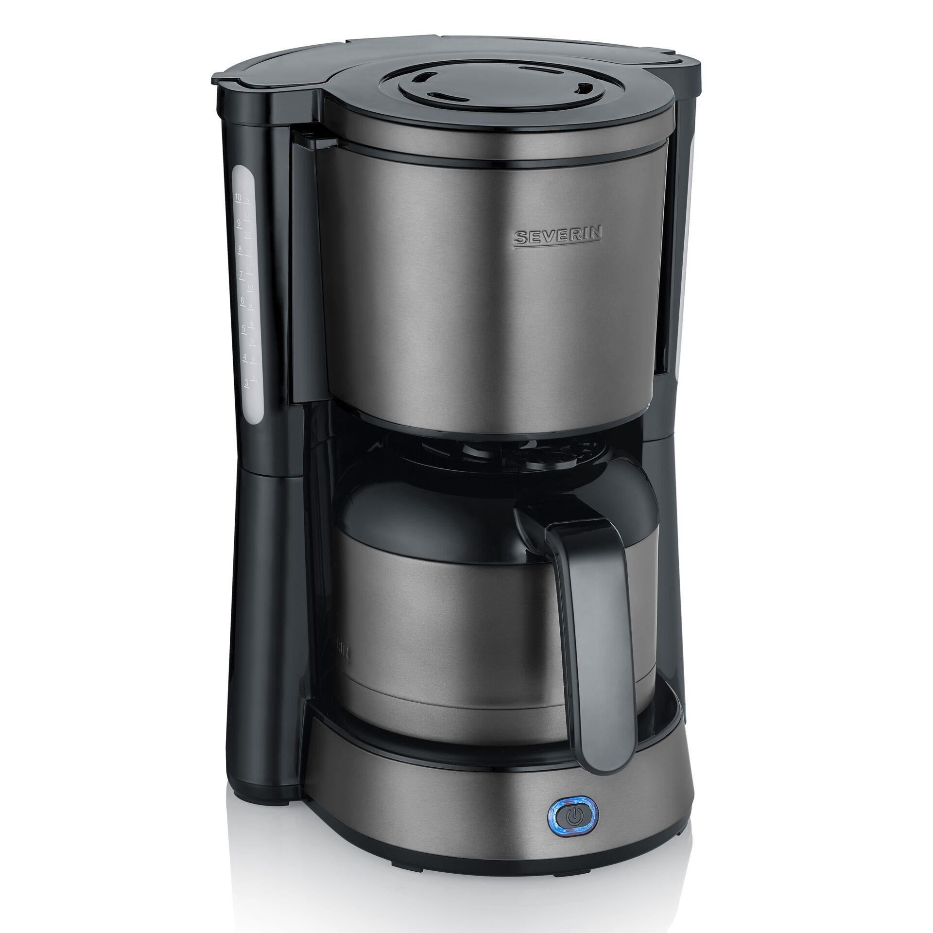 cafetiera severin de 1 litru capacitate, functie anti picurare si mentinere la cald pe fundal alb